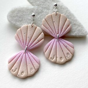 Joy - Örhänge - Dubbel snäcka beige/rosa