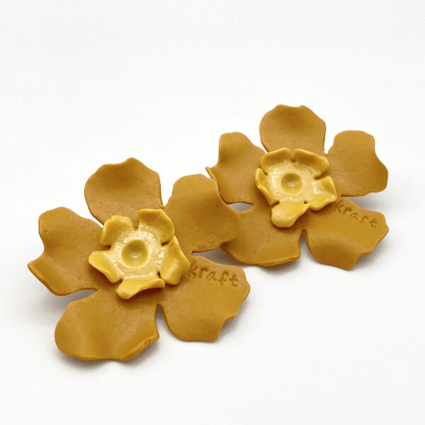 Kraft - Örhänge Blomma Ockra/Gul Stor
