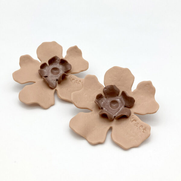 Kraft - Örhänge Blomma Beige/Brun Stor