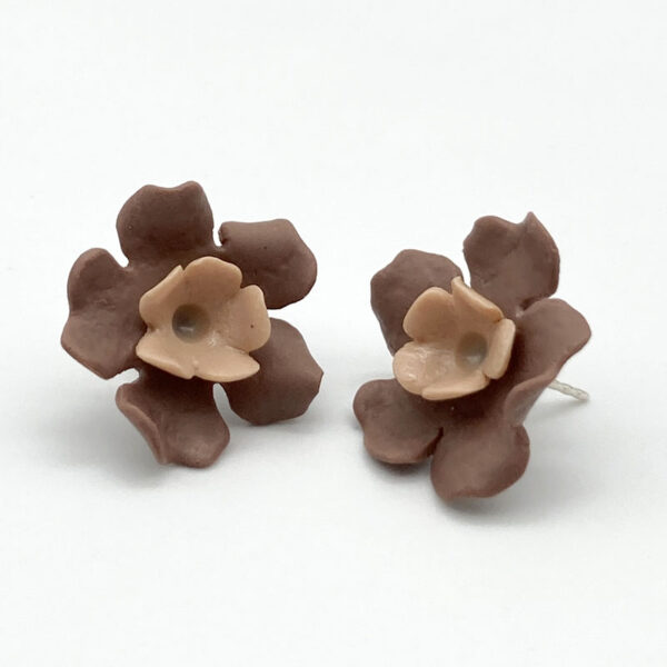 Kraft - Örhänge Blomma Brun/Beige Liten